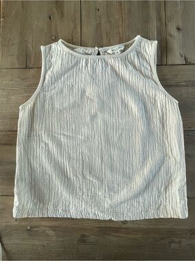 Natural Fibers Max Studio Cream Sleeveless Textured Scoop Neck Tank